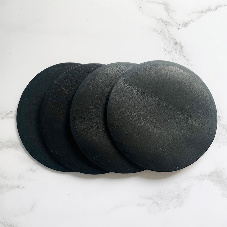 Blank Dark Tan Leather Circle Coasters thumbnail 3
