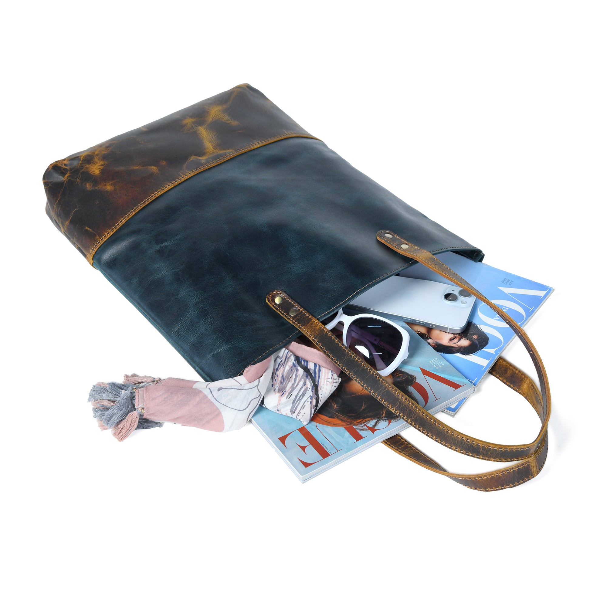 Blue Women's Leather Tote thumbnail 7