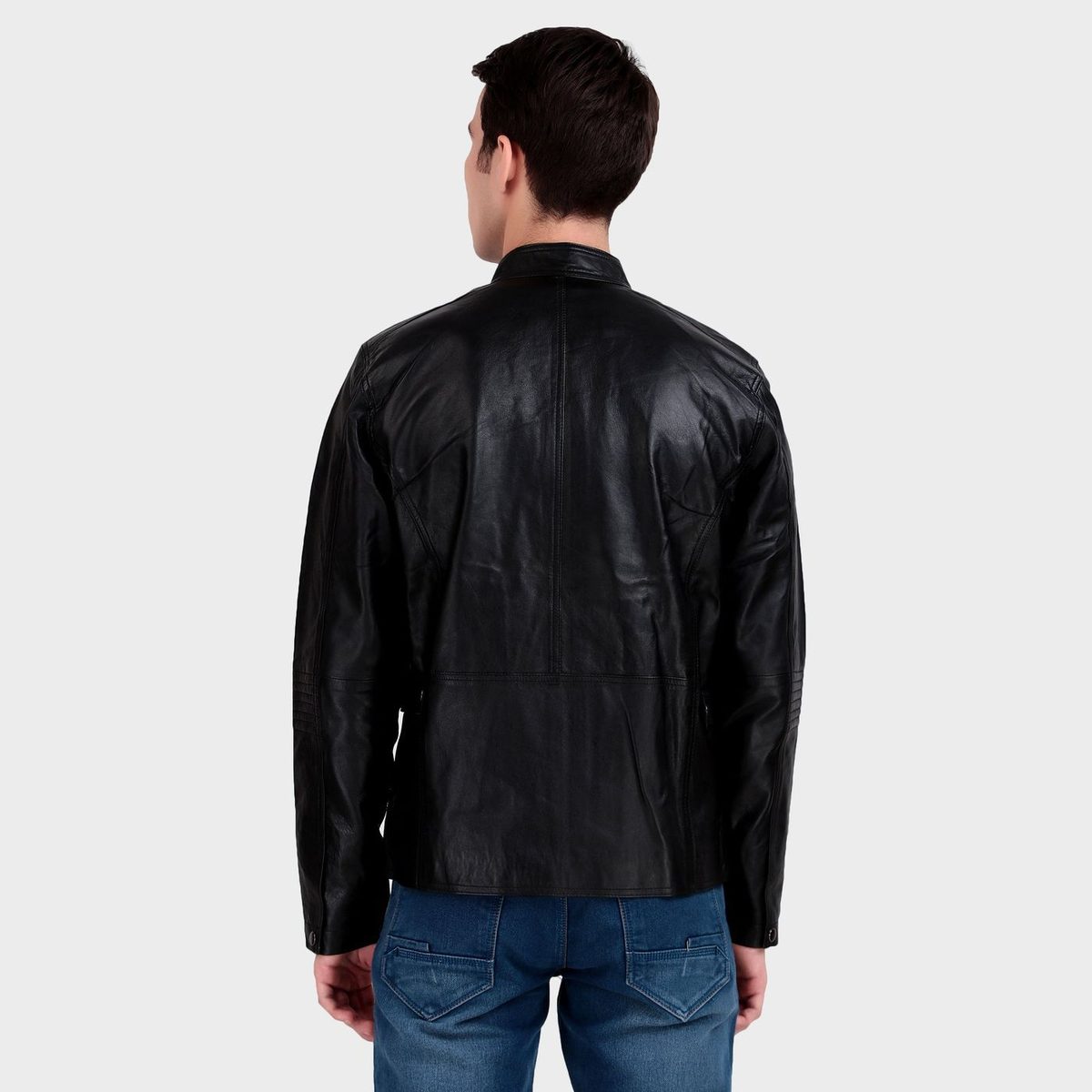 Bomber Black Leather Jacket thumbnail 5