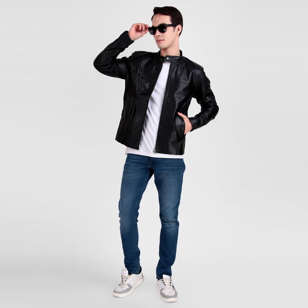 Bomber Black Leather Jacket thumbnail 6