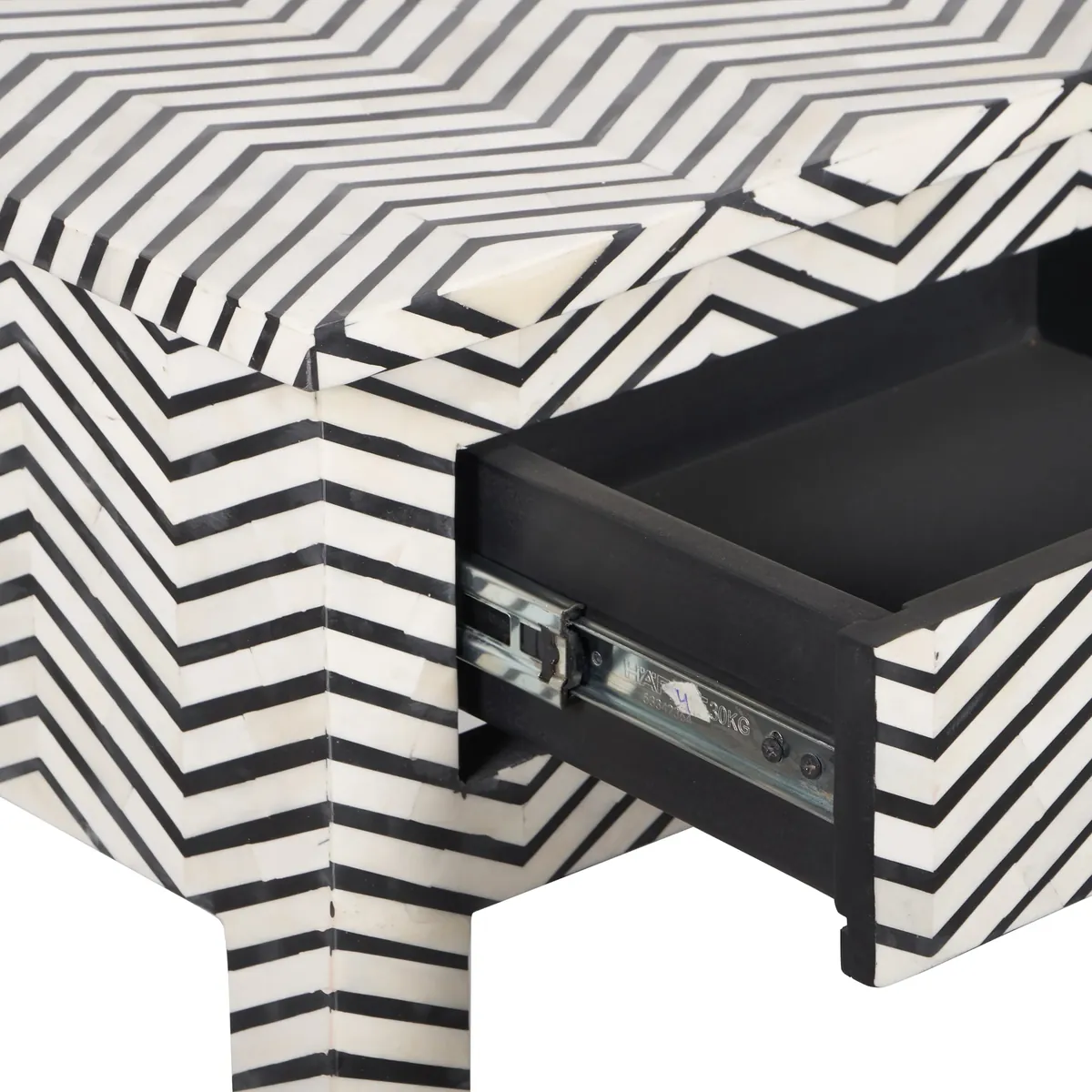 Bone Inlay 3-Drawer Console Table - Black Zig Zag thumbnail 2