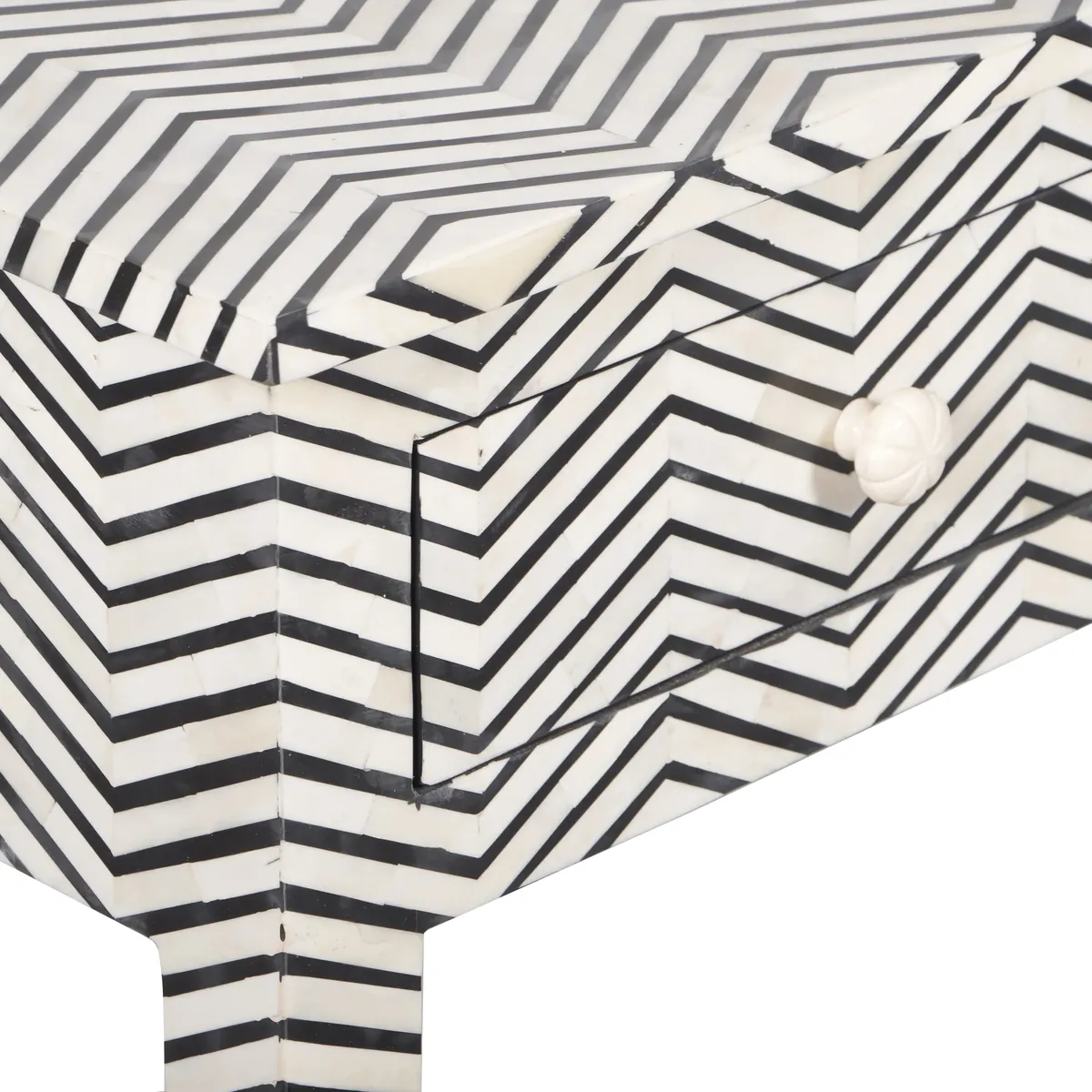 Bone Inlay 3-Drawer Console Table - Black Zig Zag thumbnail 4