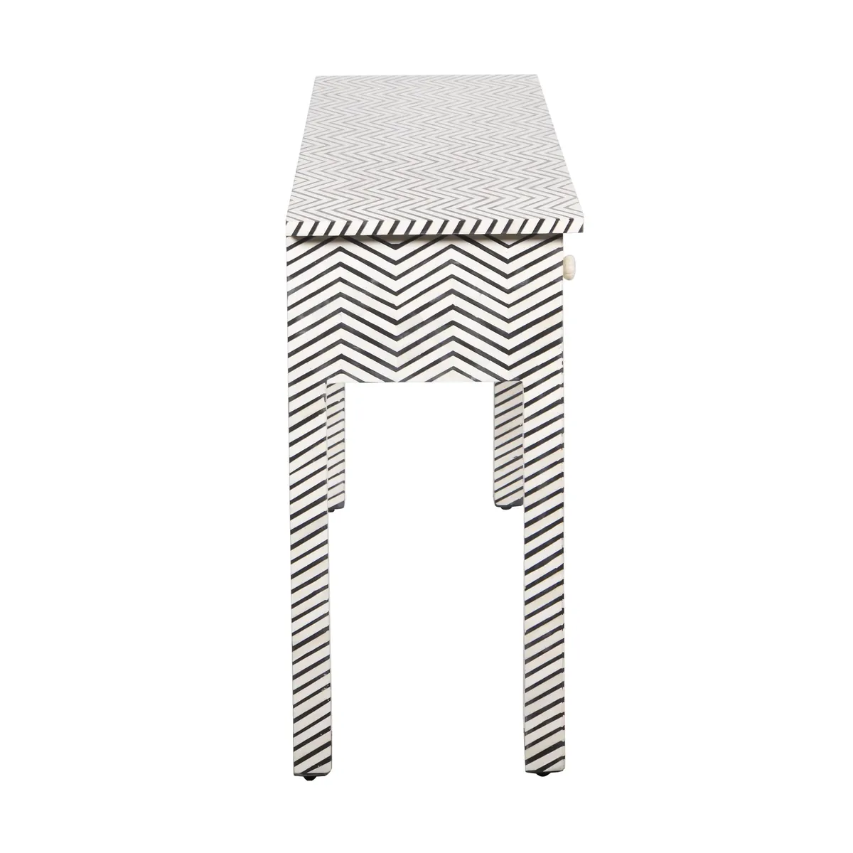 Bone Inlay 3-Drawer Console Table - Black Zig Zag thumbnail 5