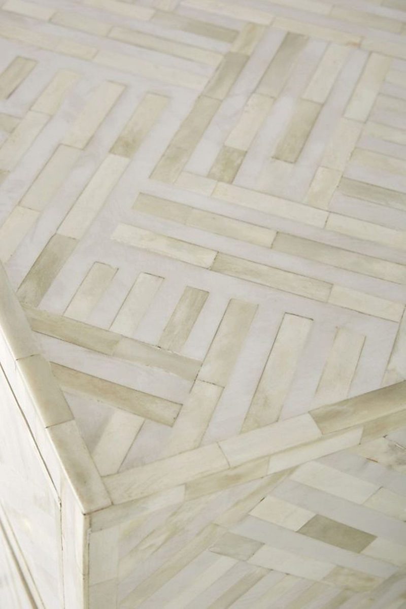 Bone Inlay Chest of 3 Drawers Stripe Line design in White Color thumbnail 4