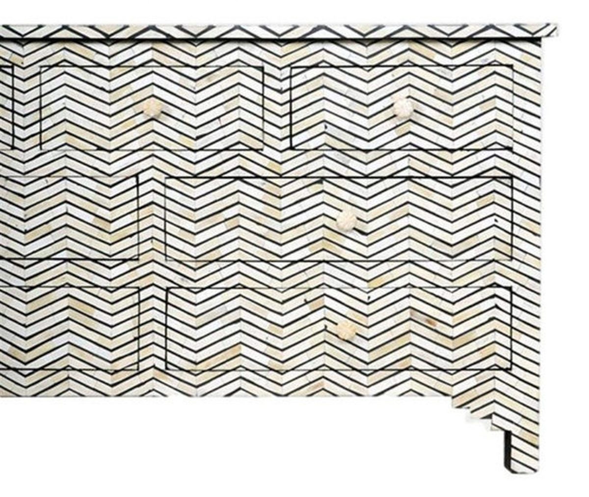 Bone Inlay Chest of 7 Drawers Chevron Design in Grey Color thumbnail 3