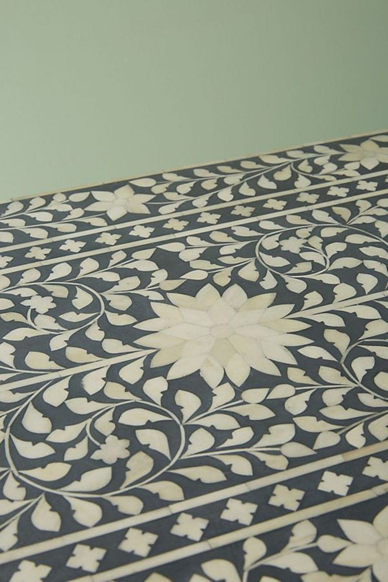 Bone Inlay Chest of 7 Drawers Floral Design in Grey Color thumbnail 4
