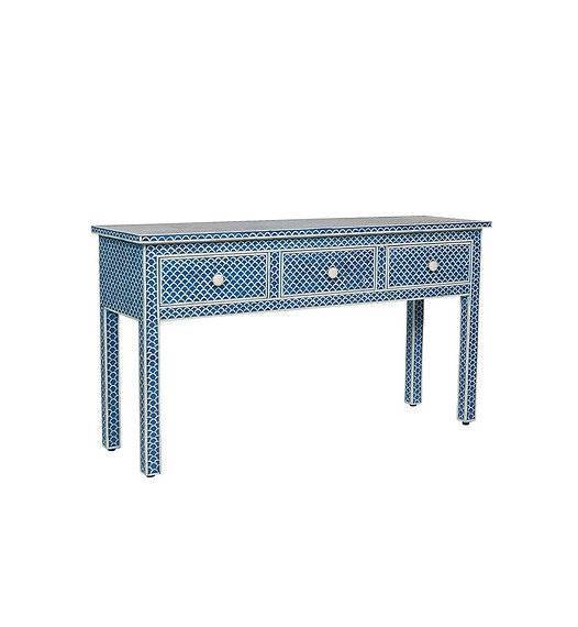 Bone Inlay 3-Drawer Console - Fish Scale Blue thumbnail 2