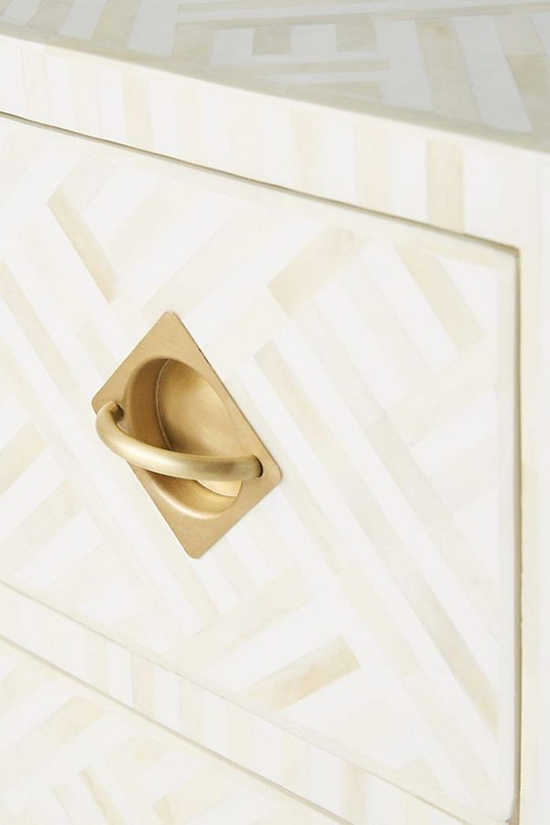 Bone Inlay Optical Inlay Chest of 9 Drawers in White thumbnail 3