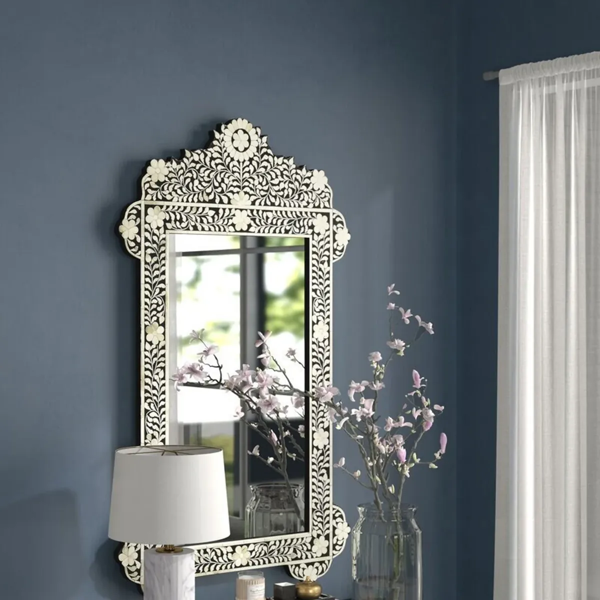 Bone Inlay Vertical Wall Mirror