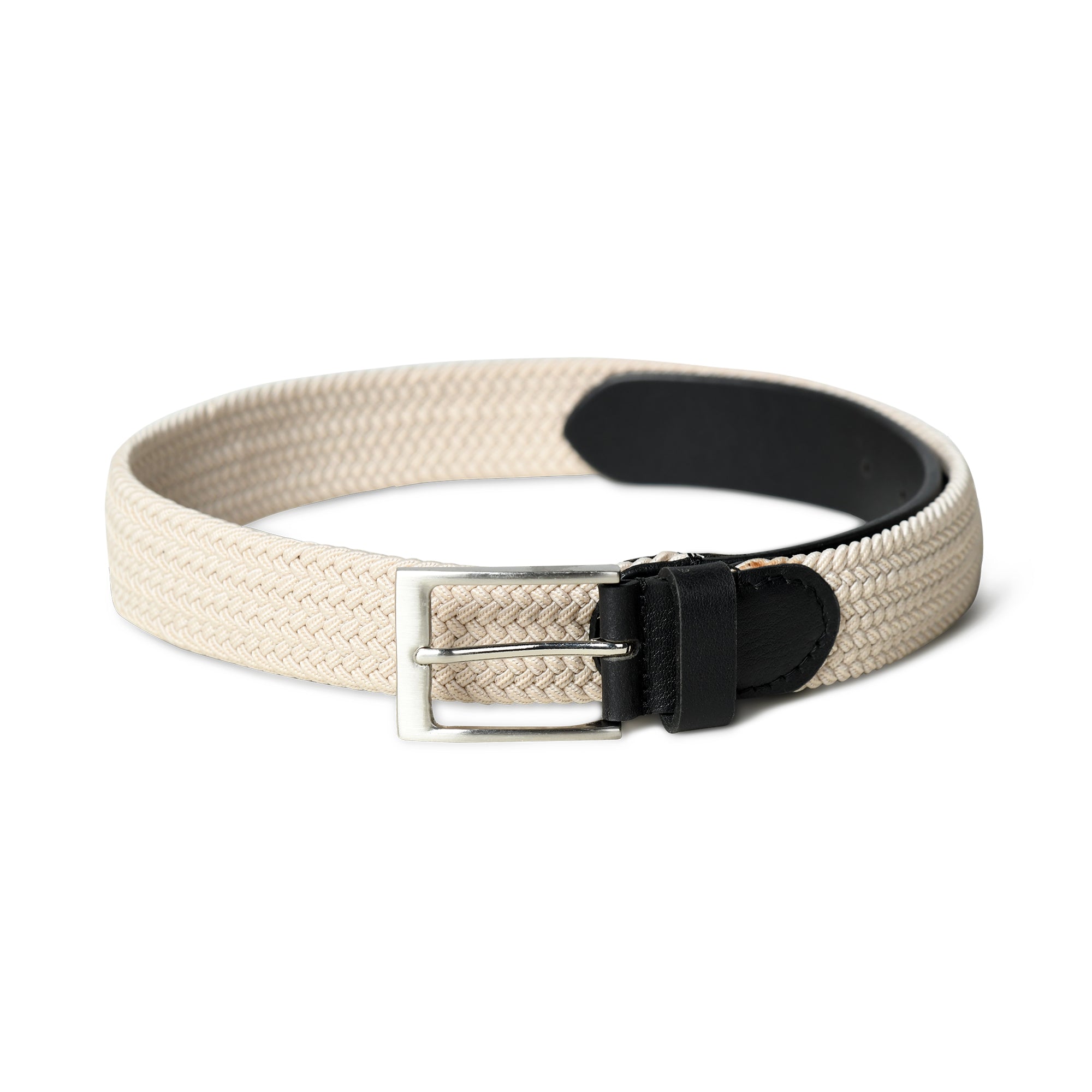 Cream & Black Braided Canvas Leather Belt thumbnail 32
