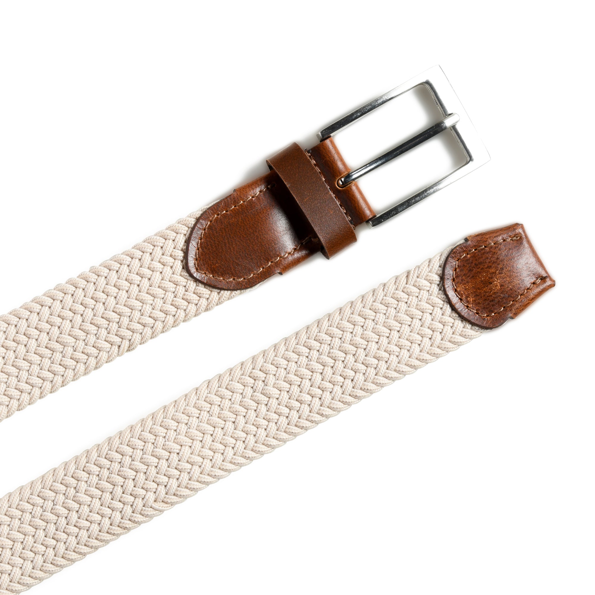 Cream & Brown Braided Canvas Leather Belt thumbnail 13