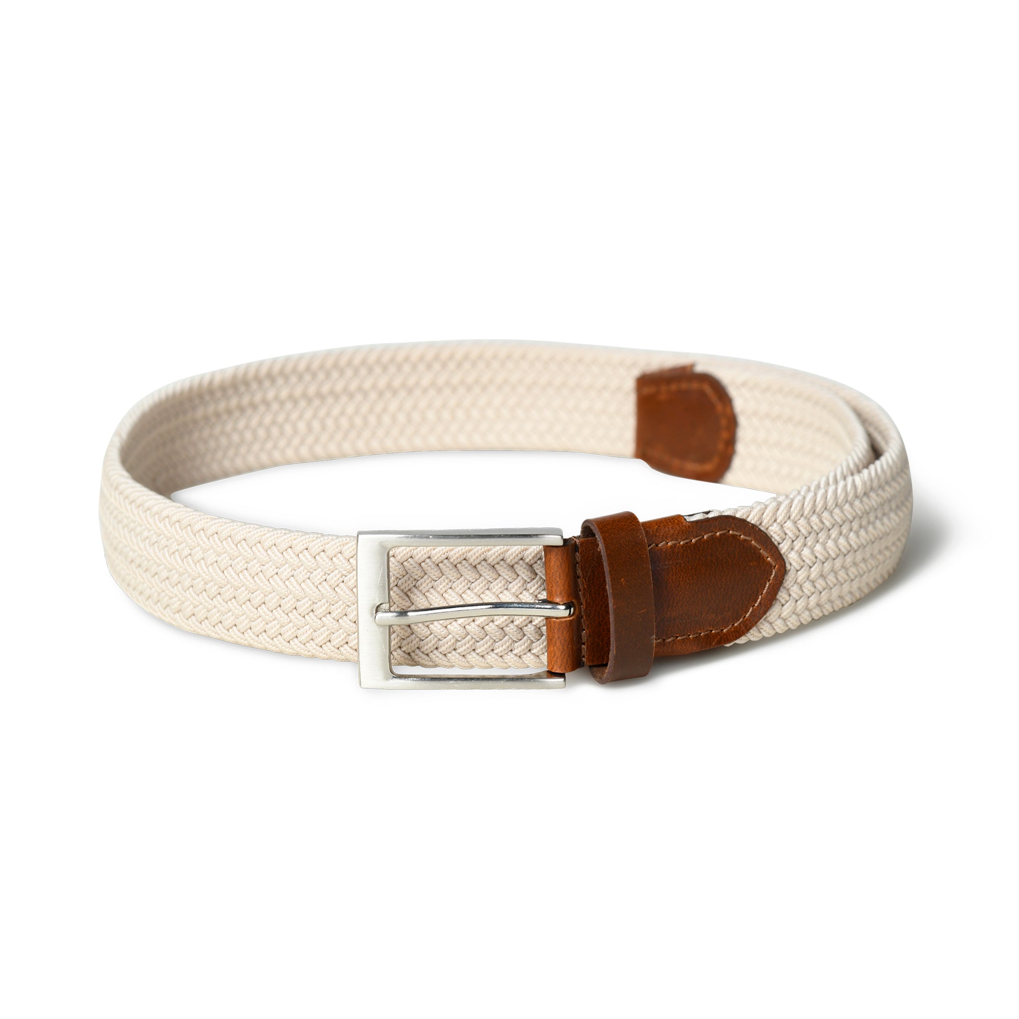 Cream & Brown Braided Canvas Leather Belt thumbnail 18