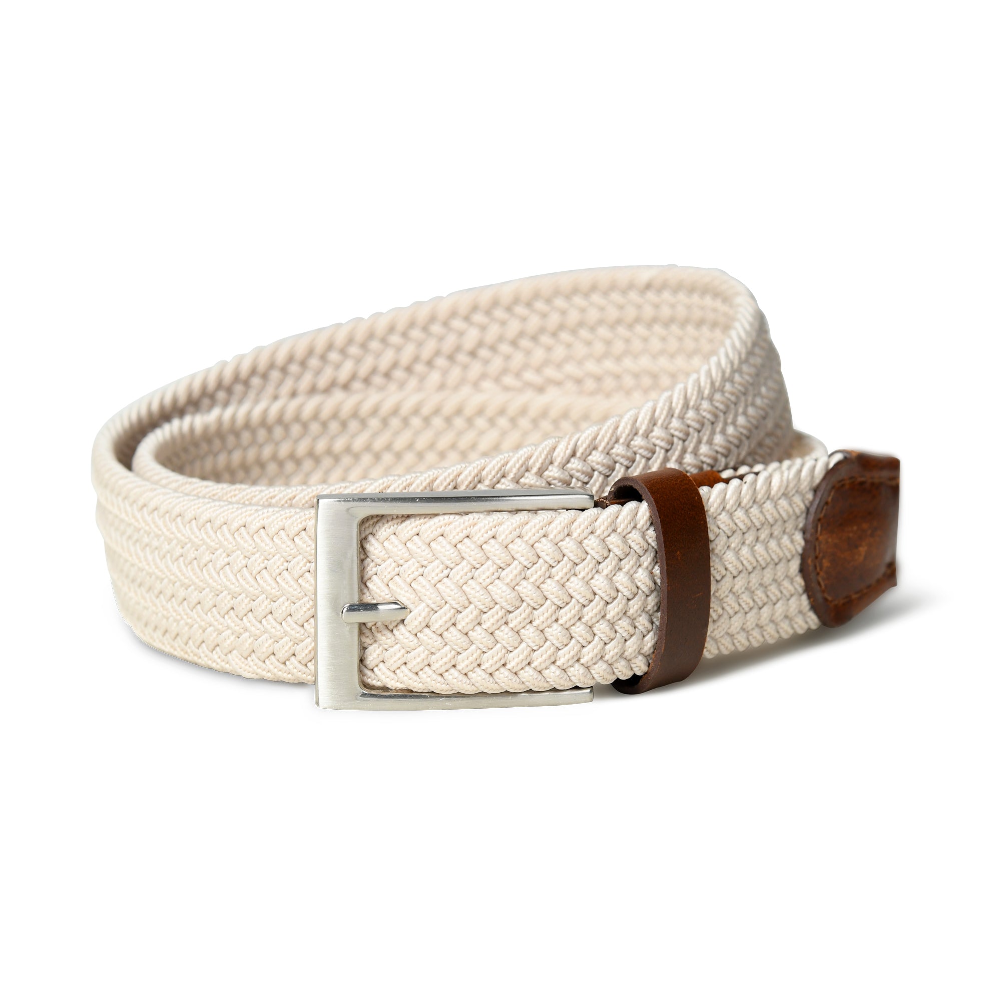 Cream & Brown Braided Canvas Leather Belt thumbnail 9