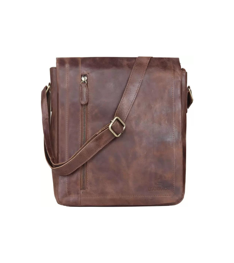IndiFash - 9*11 Inch Men Brown Sling Bag | 100% Genuine Leather