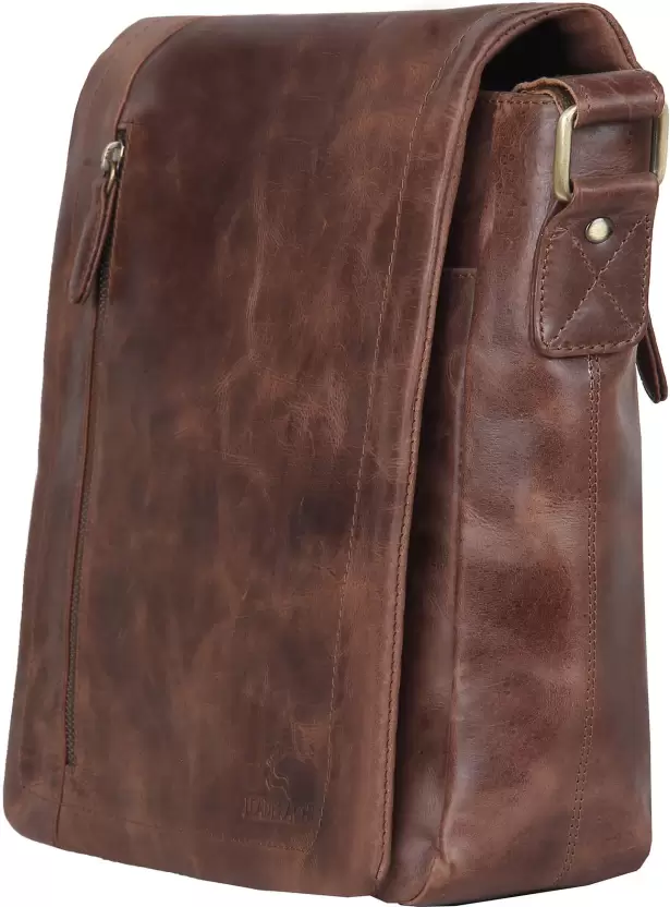 IndiFash - 9*11 Inch Men Brown Sling Bag | 100% Genuine Leather thumbnail 2