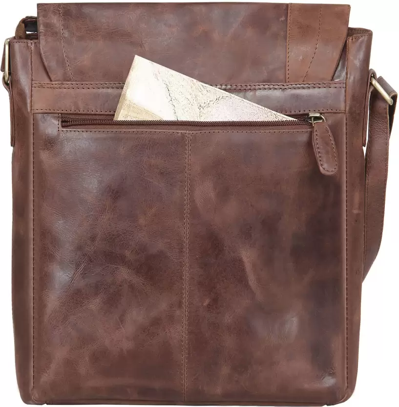 IndiFash - 9*11 Inch Men Brown Sling Bag | 100% Genuine Leather thumbnail 3