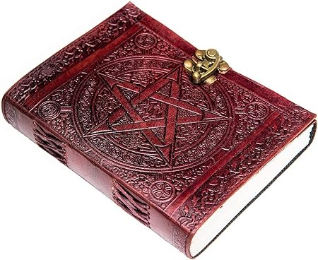 IndiFash -Handmade Leather Diary Embossed with star, journey & double wolf Diary with Antique Lock for Artist Sketchbook, Scrapbook, Drawing, Writing etc .Size 5 * 7 inch thumbnail 4
