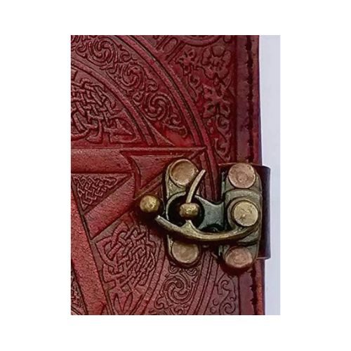 IndiFash -Handmade Leather Diary Embossed with star, journey & double wolf Diary with Antique Lock for Artist Sketchbook, Scrapbook, Drawing, Writing etc .Size 5 * 7 inch thumbnail 5