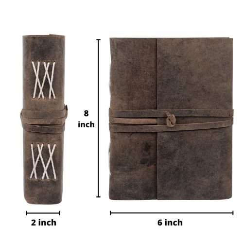 IndiFash - Leather Diary Antique Handmade Journal with Plain Paper for Men and Women, Gift for Raksha Bandhan as Art Sketchbook, Travel Diary and Notebooks to Write 6 x 8 Inch (Plain Paper) thumbnail 3
