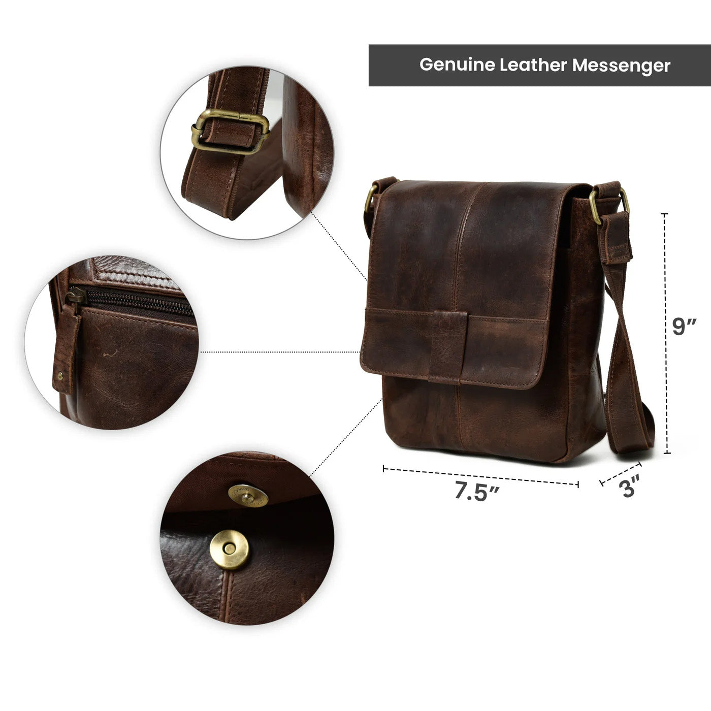 Brown Leather Crossbody Bag thumbnail 5