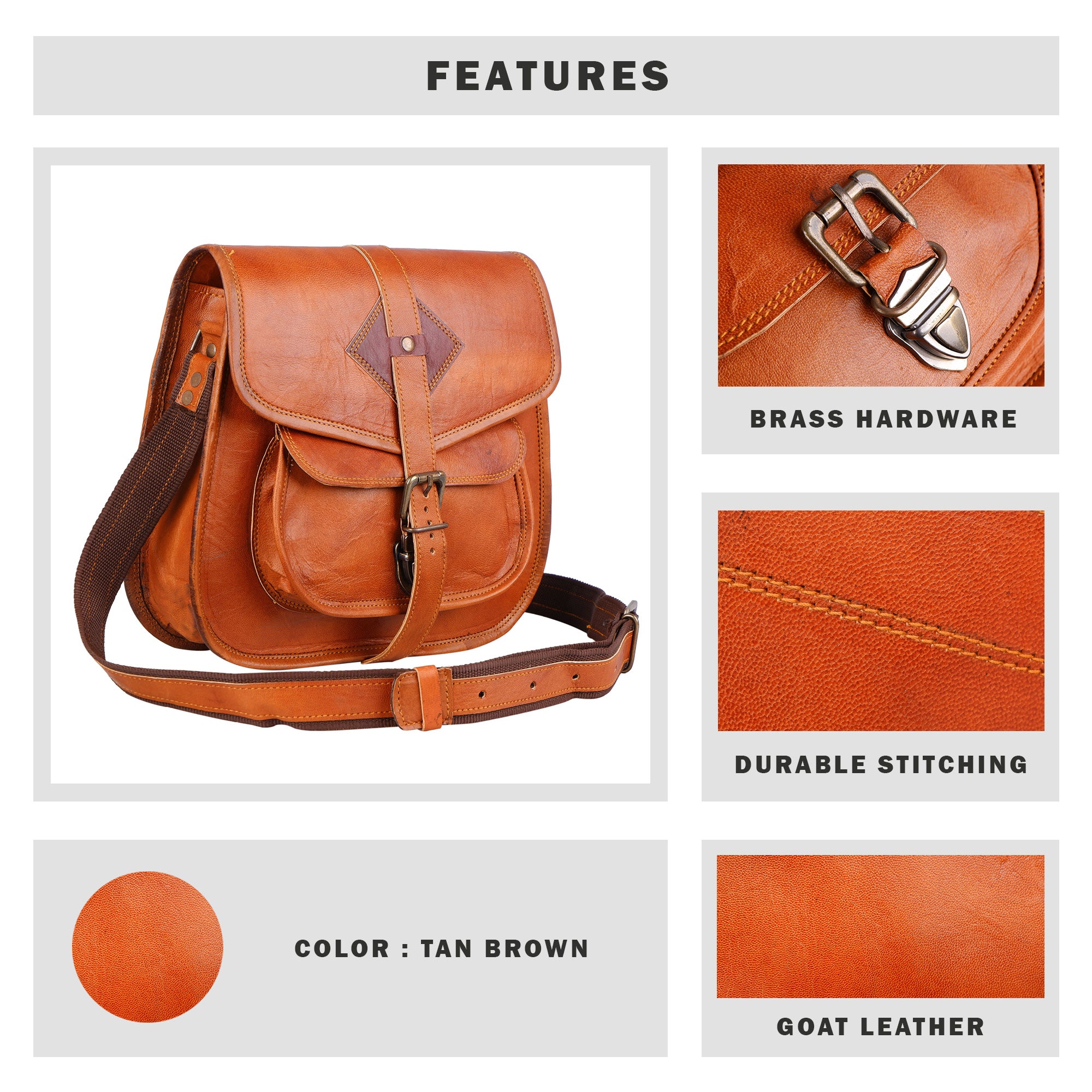 Brown Leather Crossbody Satchel For Women thumbnail 11