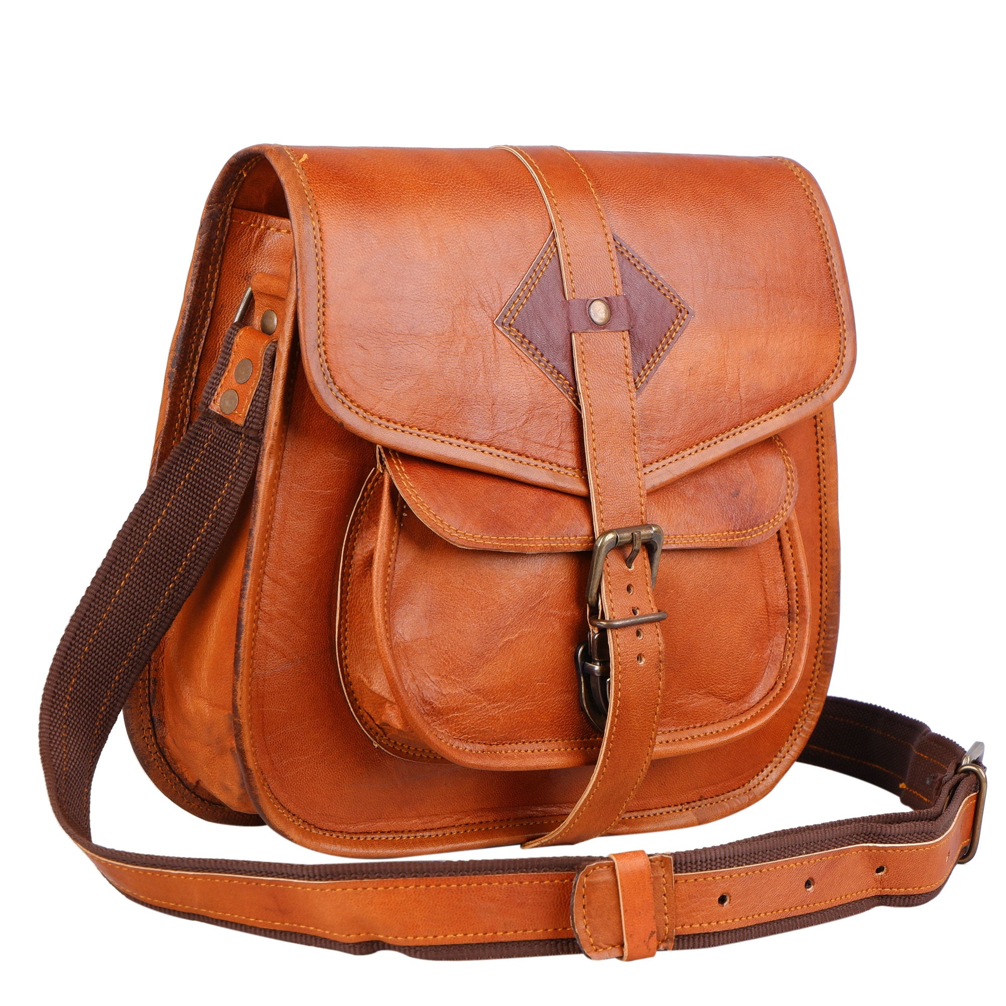 Brown Leather Crossbody Satchel For Women thumbnail 3