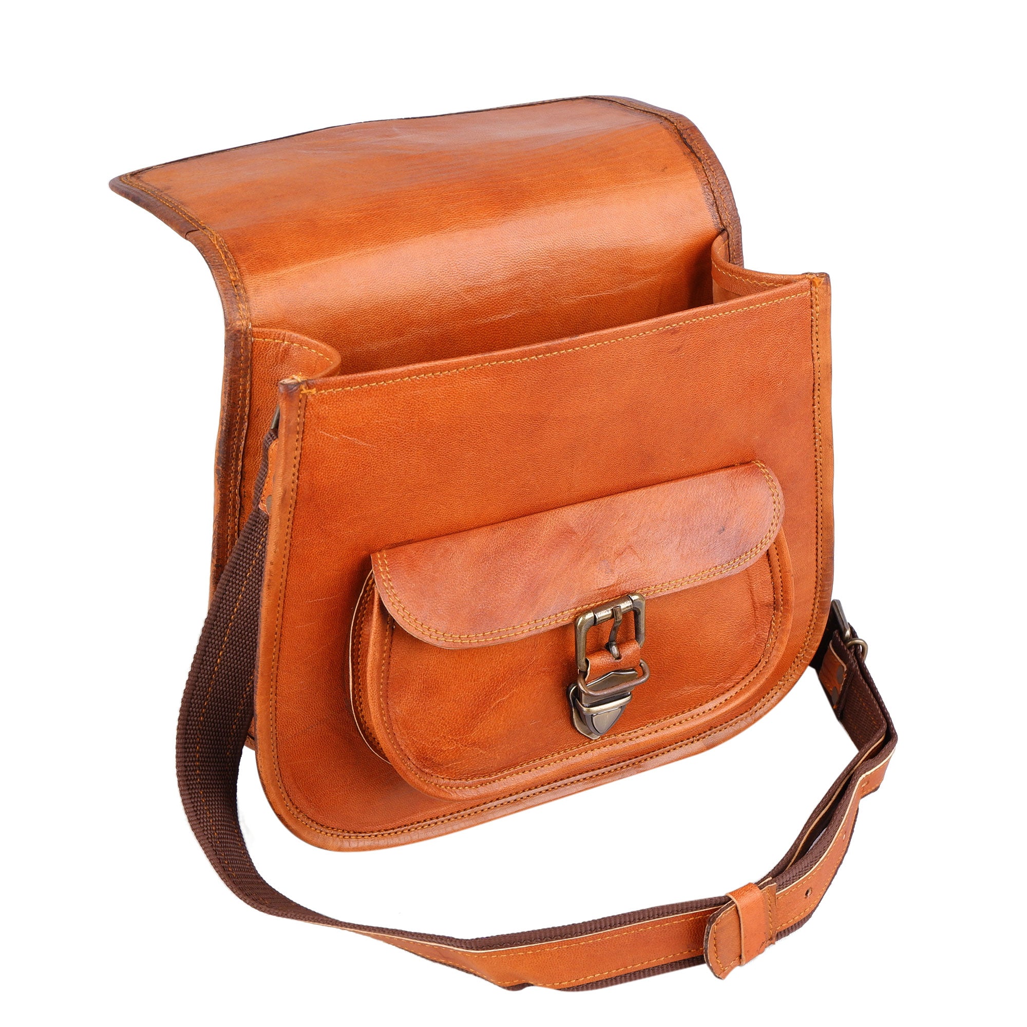 Brown Leather Crossbody Satchel For Women thumbnail 6