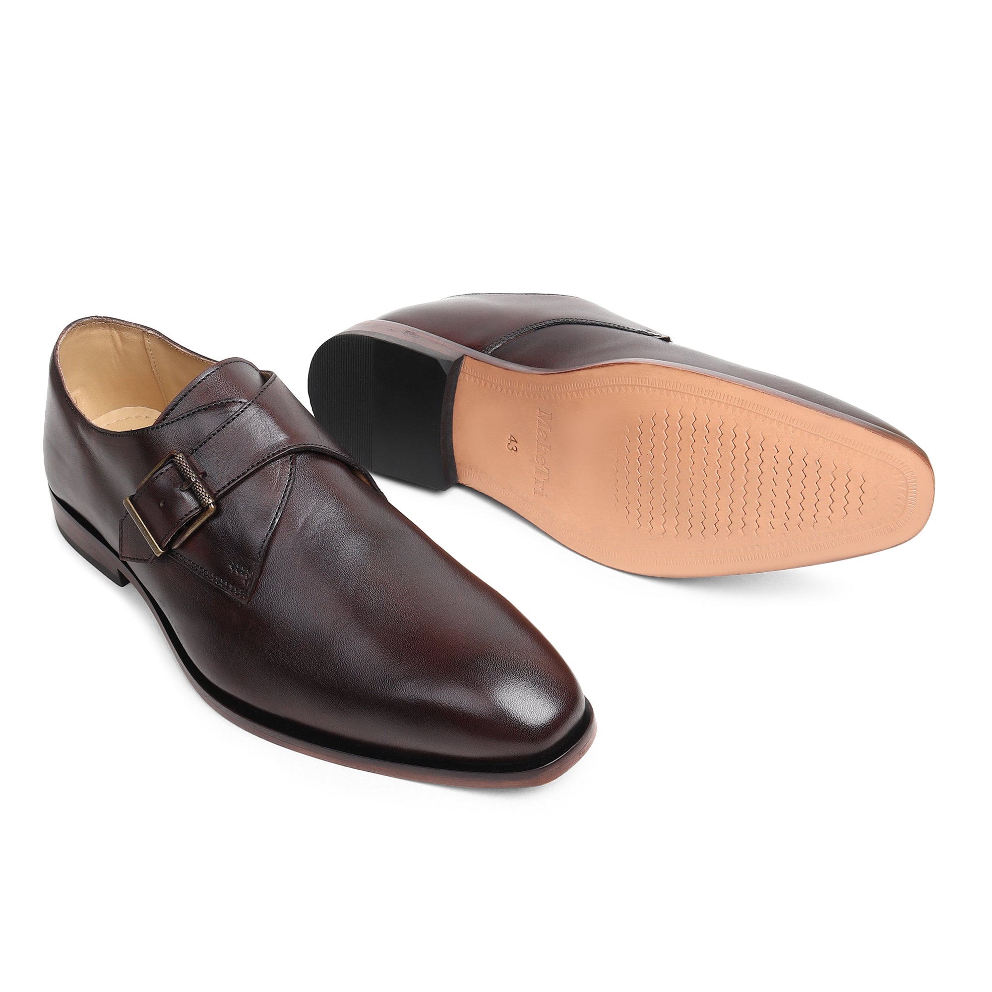 Brown Monk Leather Shoes thumbnail 31