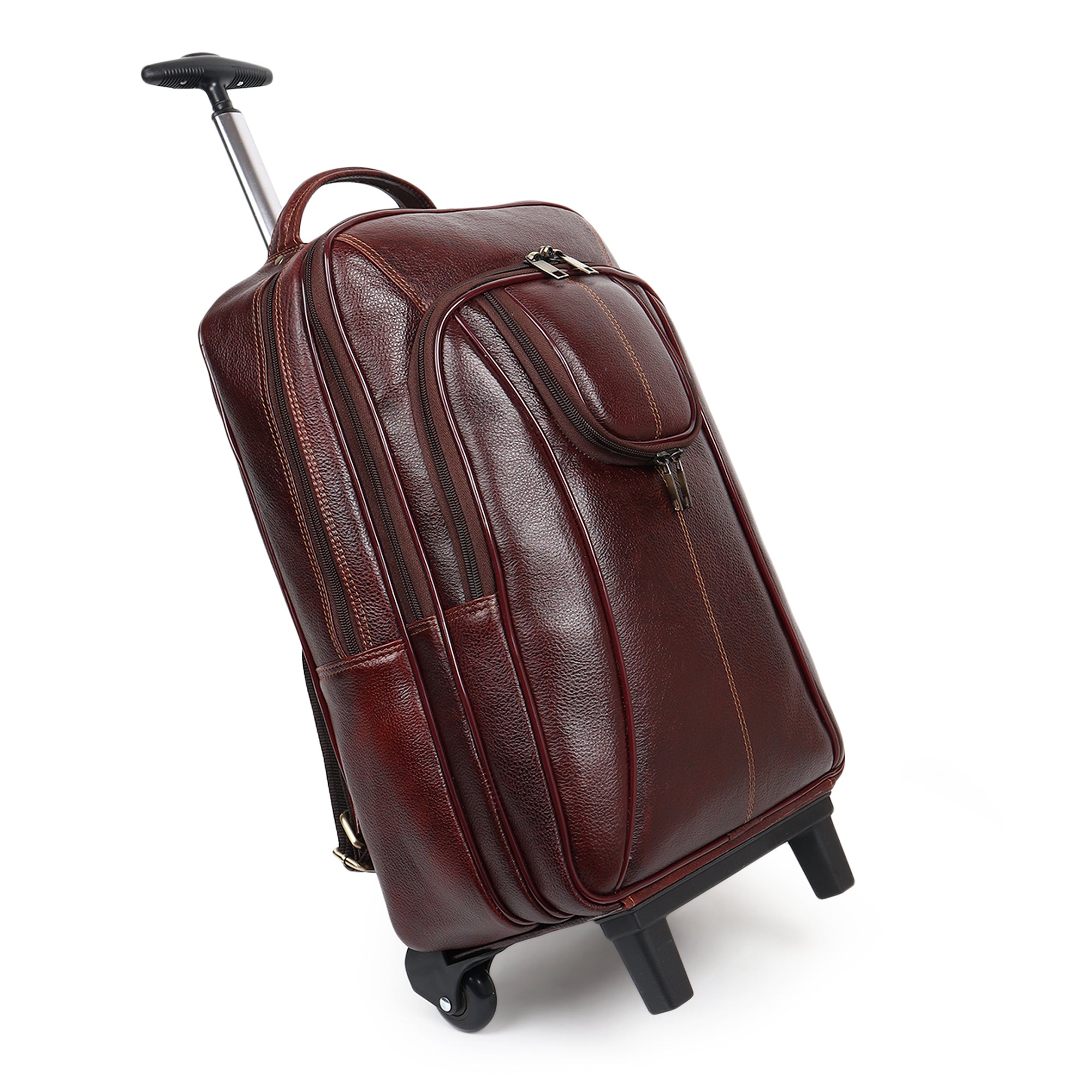 Brown Trolley Leather Backpack