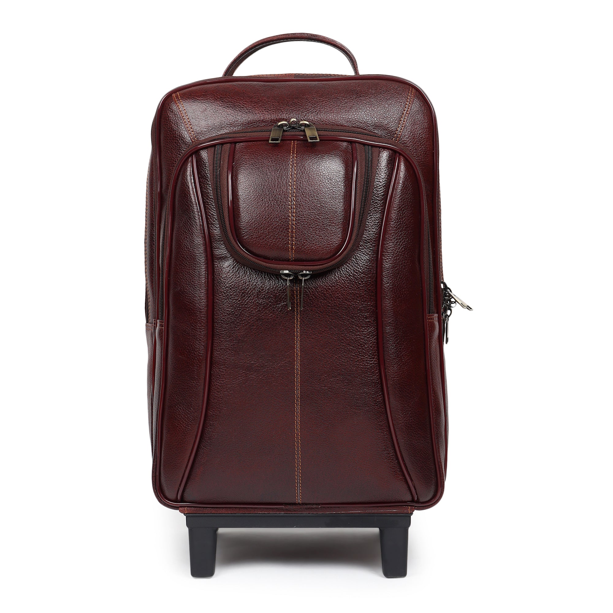 Brown Trolley Leather Backpack thumbnail 2