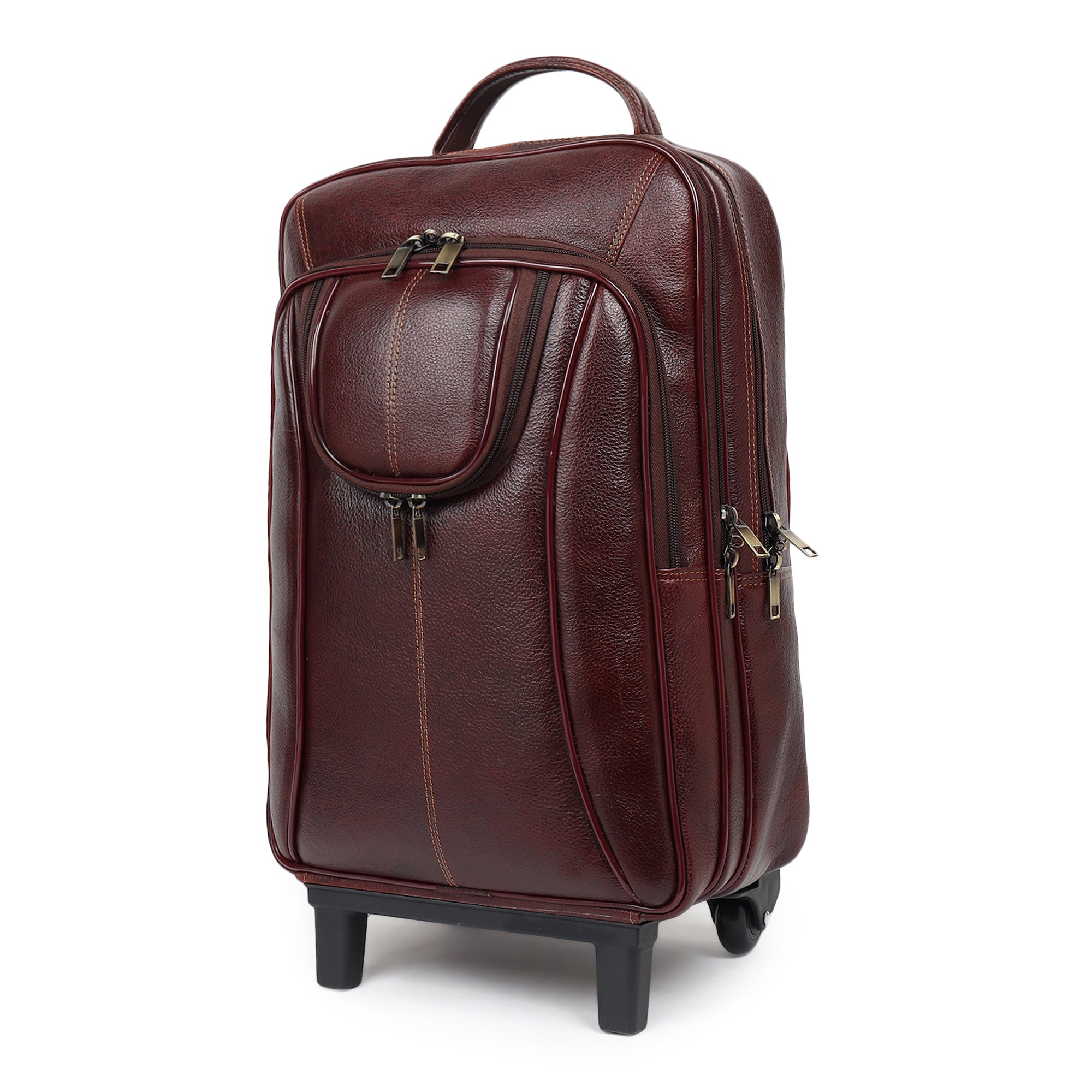 Brown Trolley Leather Backpack thumbnail 3
