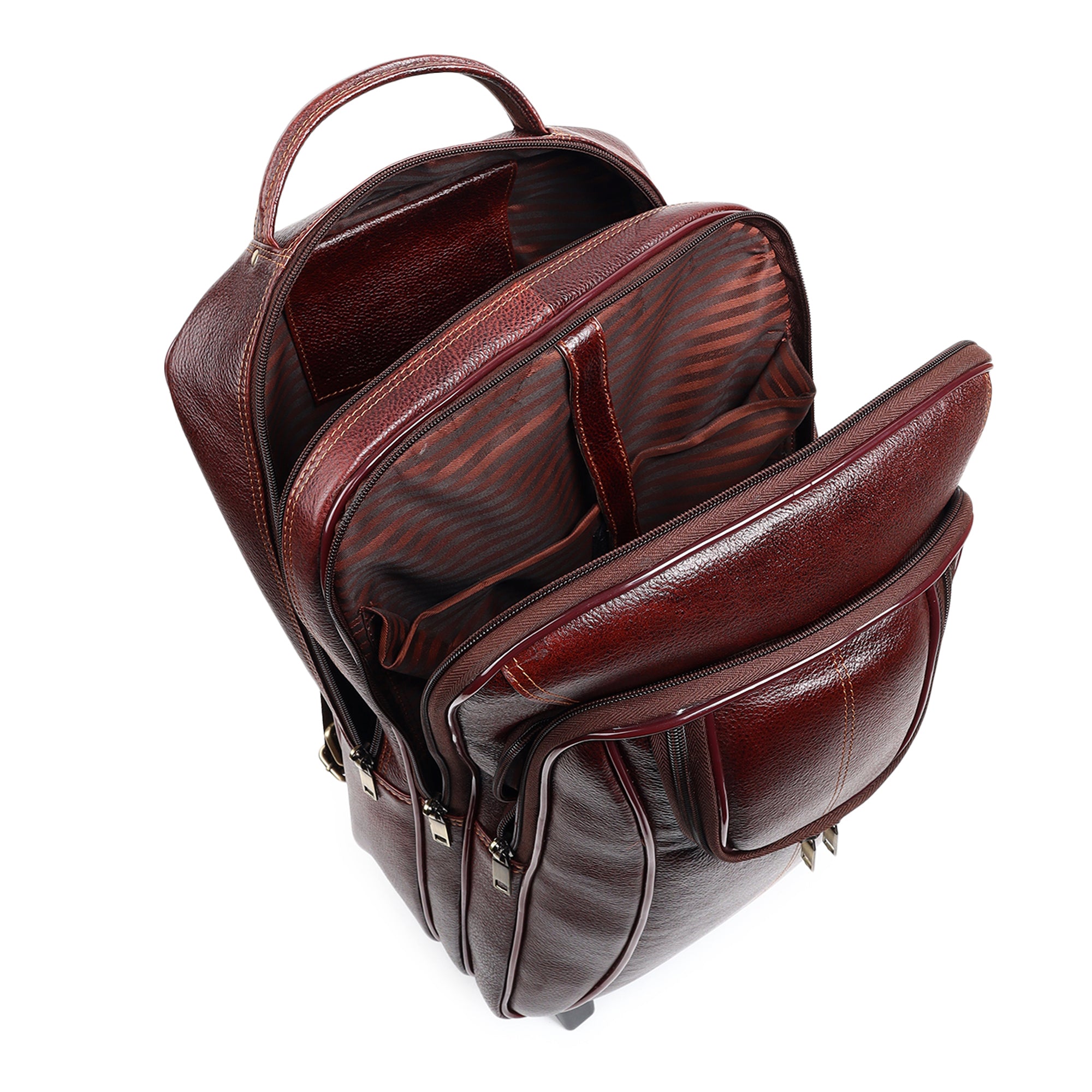 Brown Trolley Leather Backpack thumbnail 5