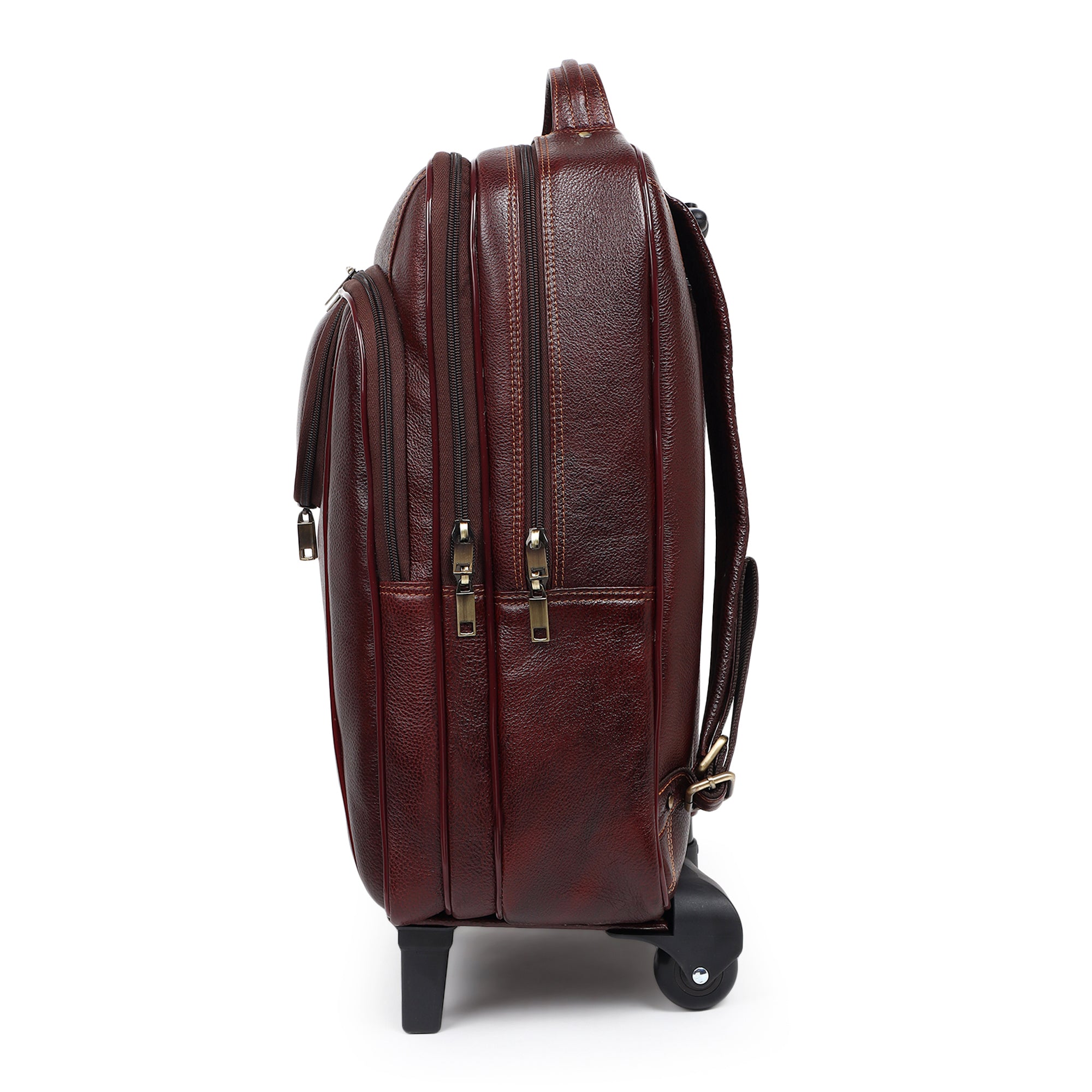 Brown Trolley Leather Backpack thumbnail 6
