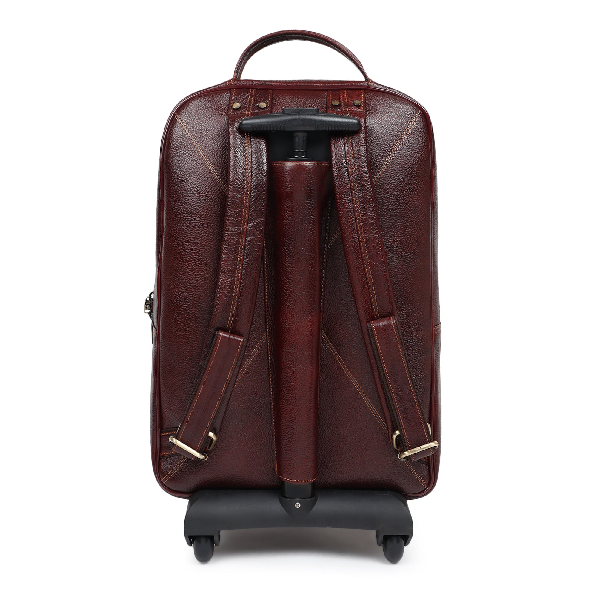 Brown Trolley Leather Backpack thumbnail 7