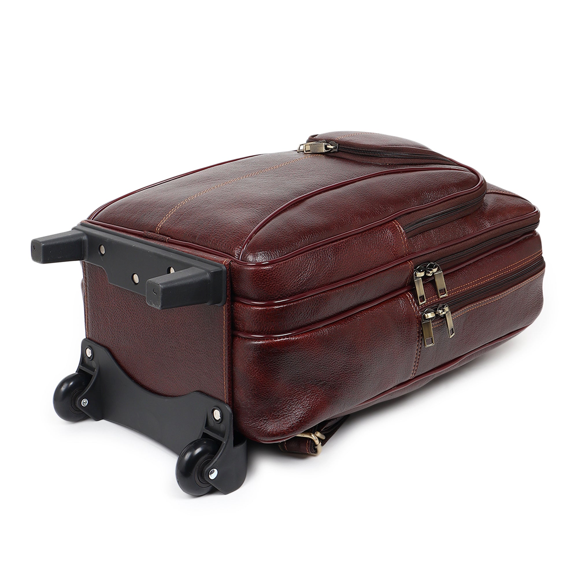 Brown Trolley Leather Backpack thumbnail 8