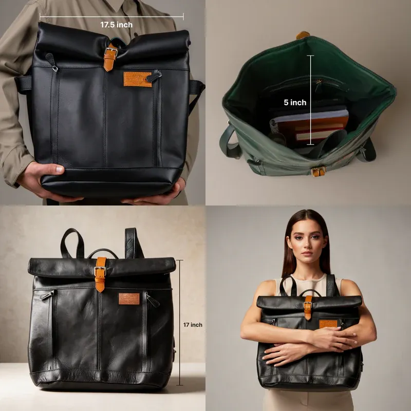 Bud Full Grain Leather Travel Backpack - Compact & Everyday Carry thumbnail 2