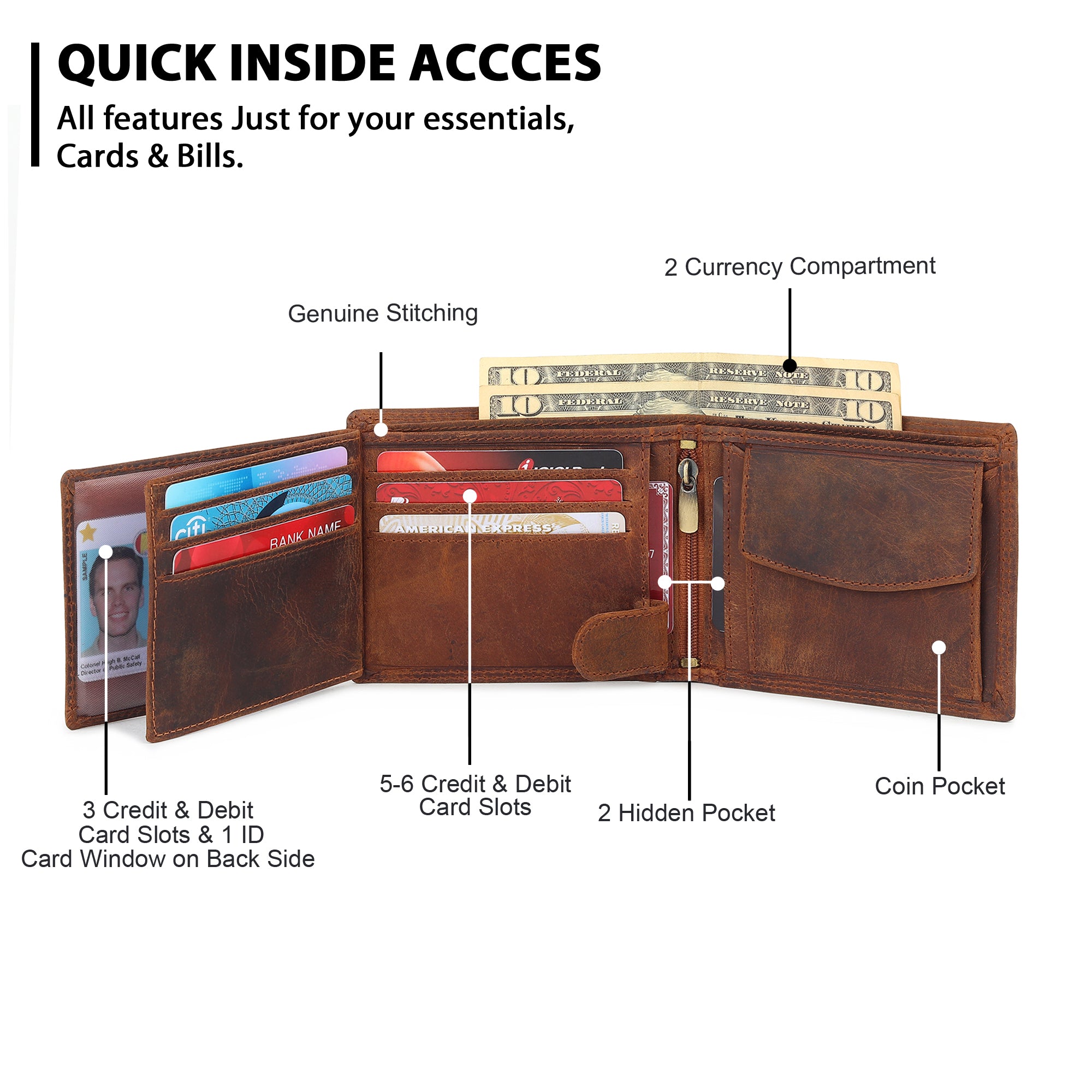 Buffalo Leather Mens Wallet - Hunter thumbnail 2
