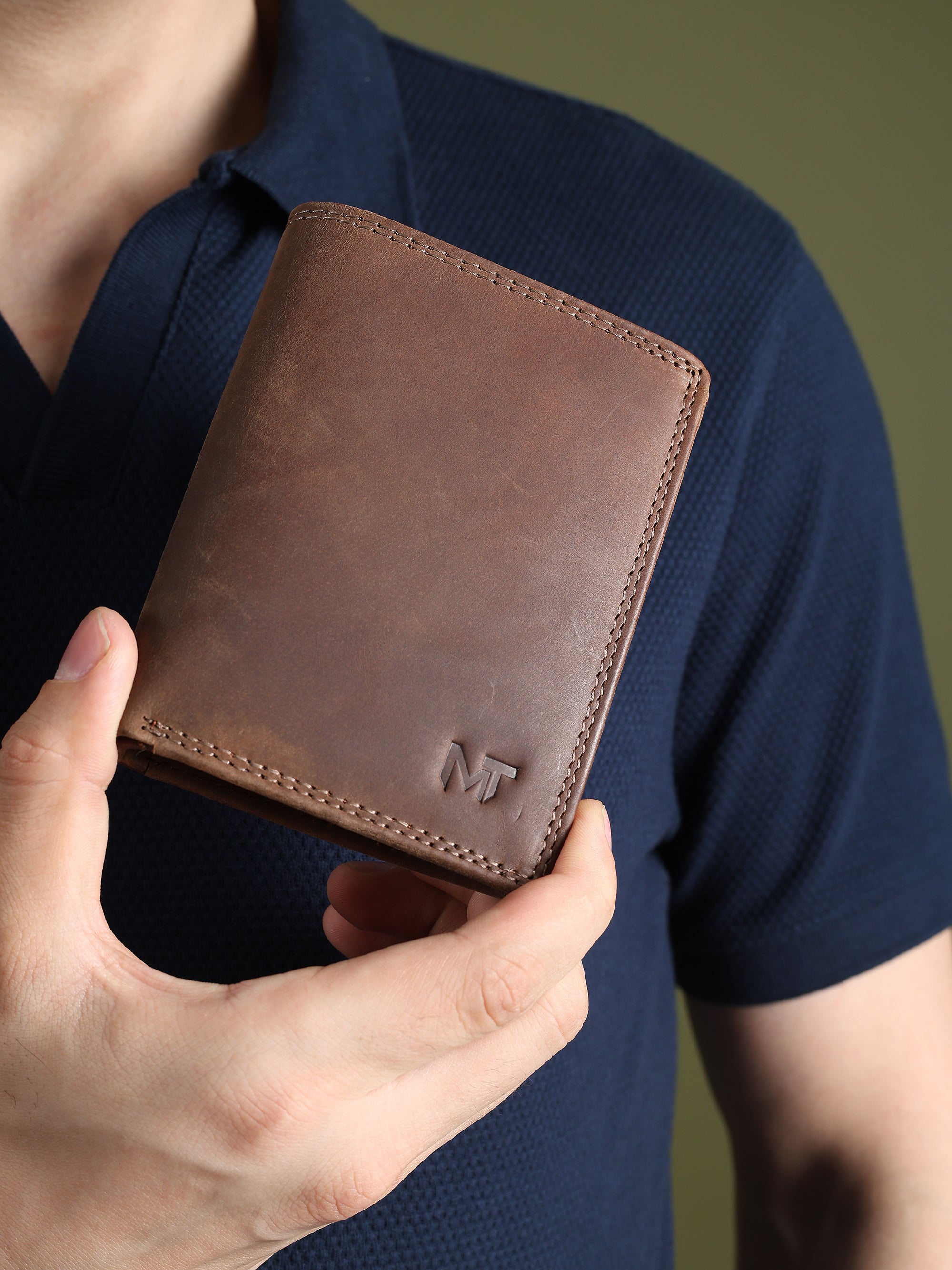 Buffalo Leather Mens Wallet - Vertical thumbnail 3