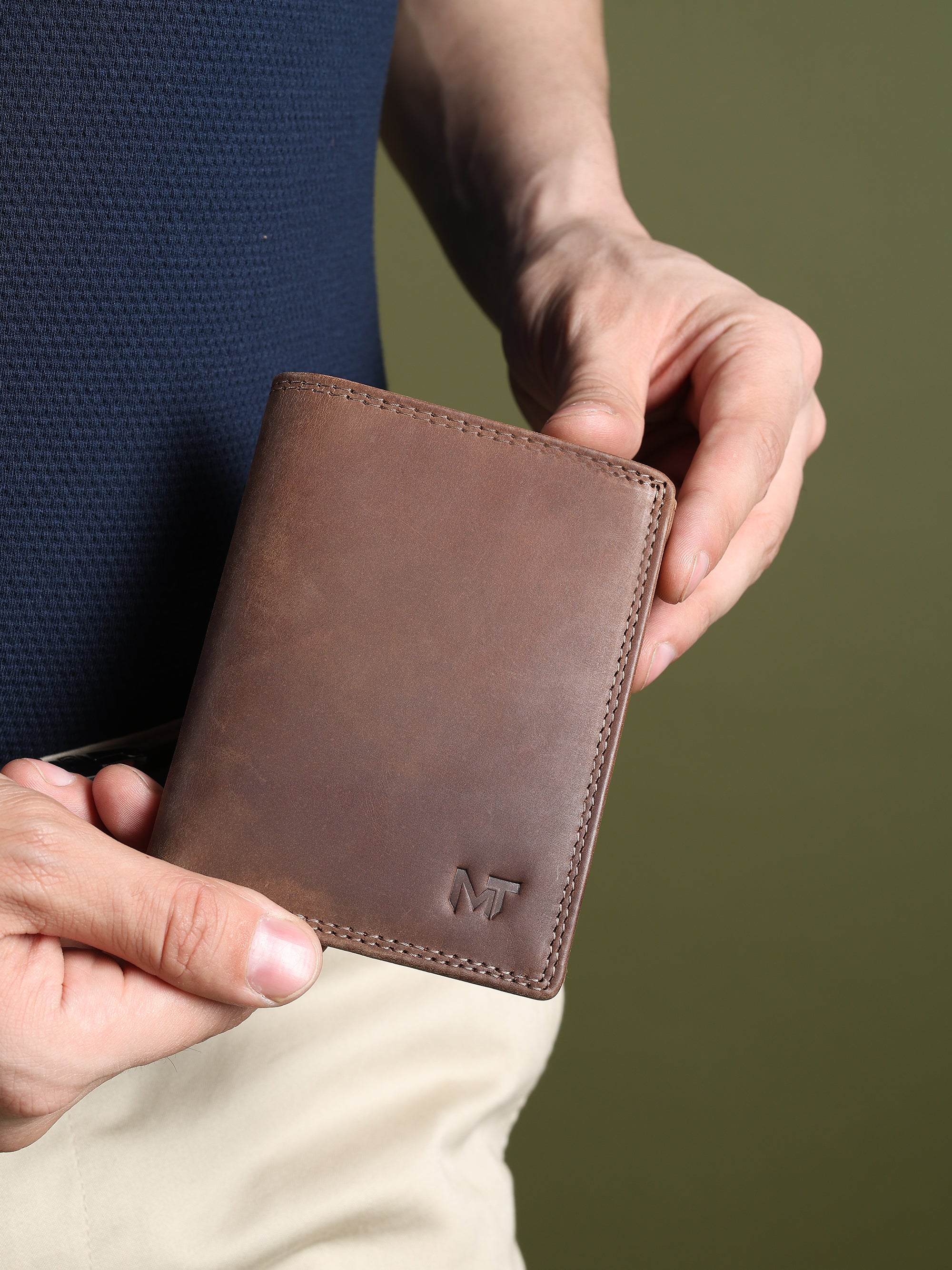 Buffalo Leather Mens Wallet - Vertical thumbnail 4