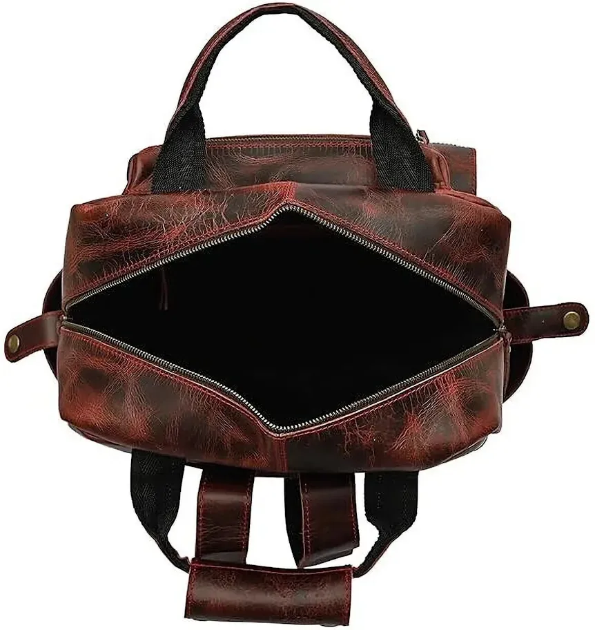 Cherry Brown Leather Travel Backpack thumbnail 3