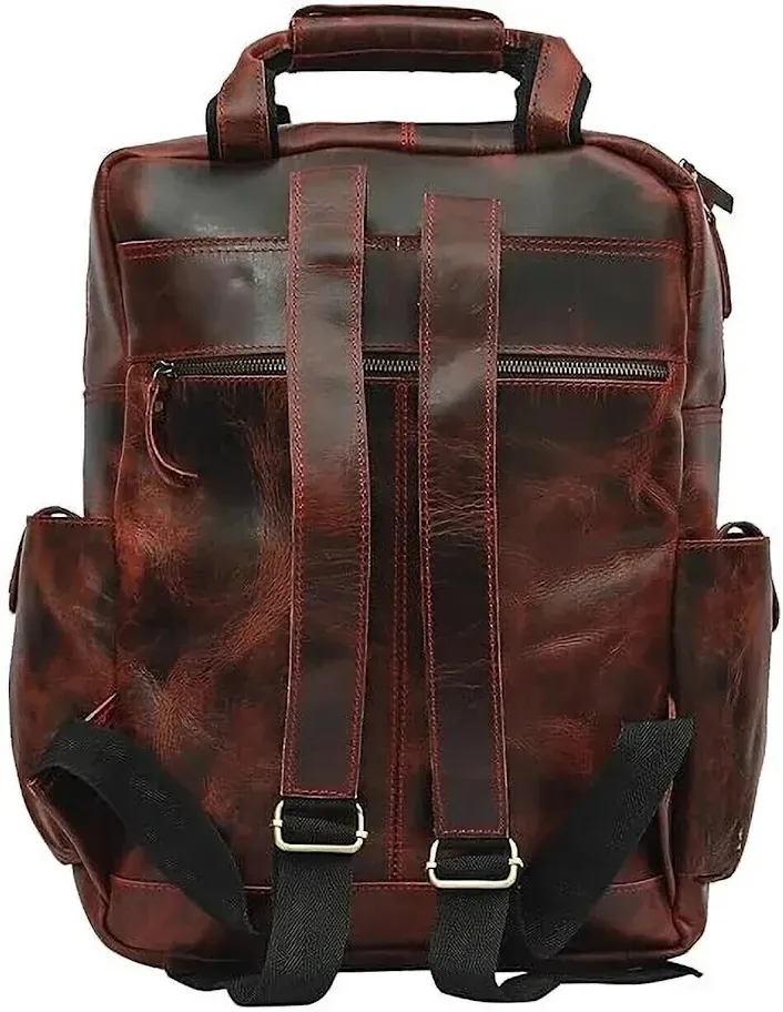 Cherry Brown Leather Travel Backpack thumbnail 4