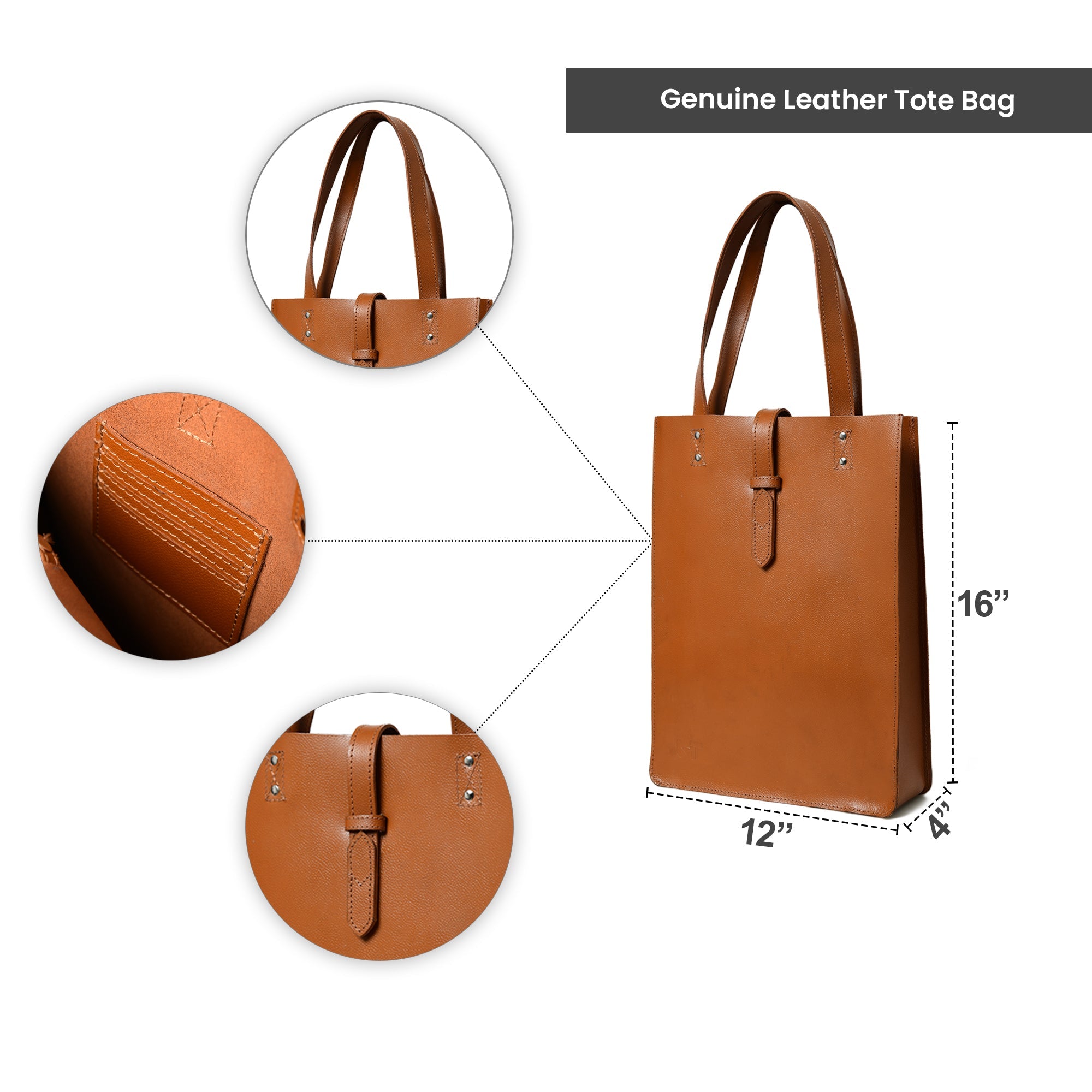 Chestnut Elegance Leather Tote thumbnail 8