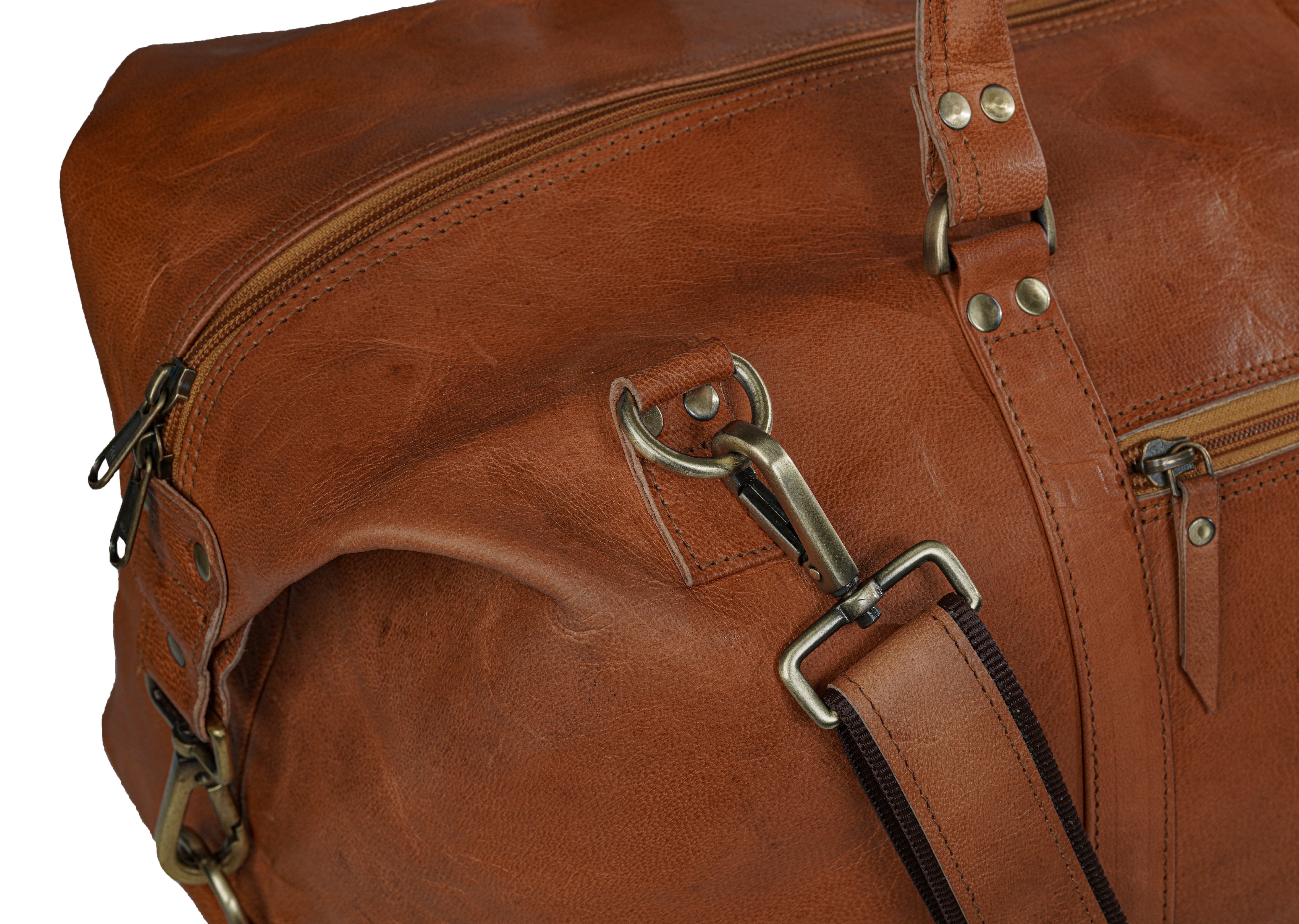 Chicago Leather Weekender Duffle Travel Bag thumbnail 5