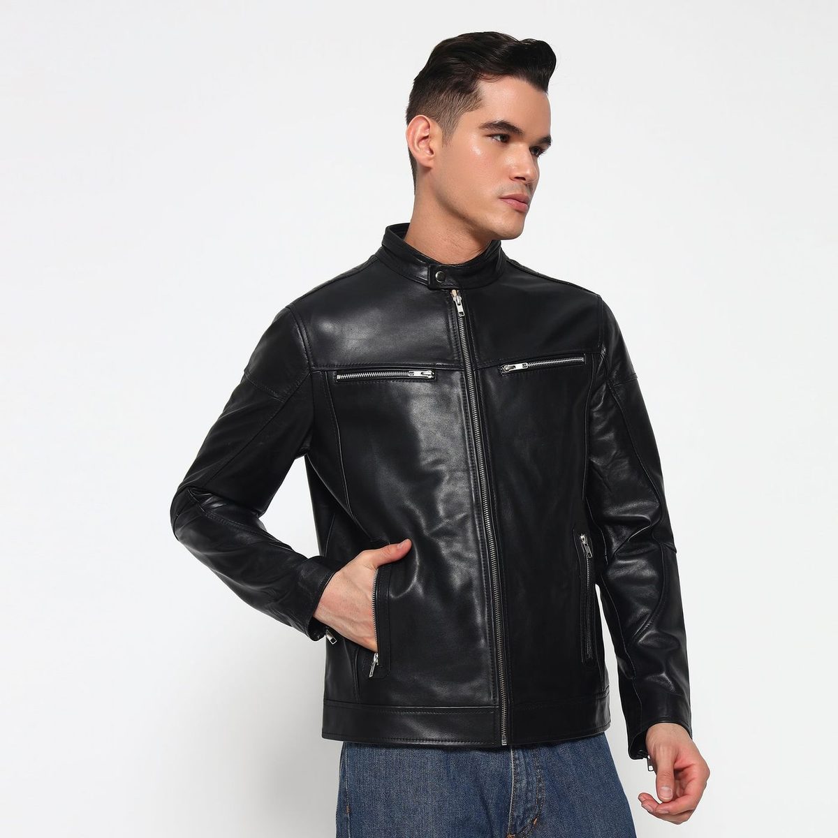 City Rider Black Leather Jacket thumbnail 3