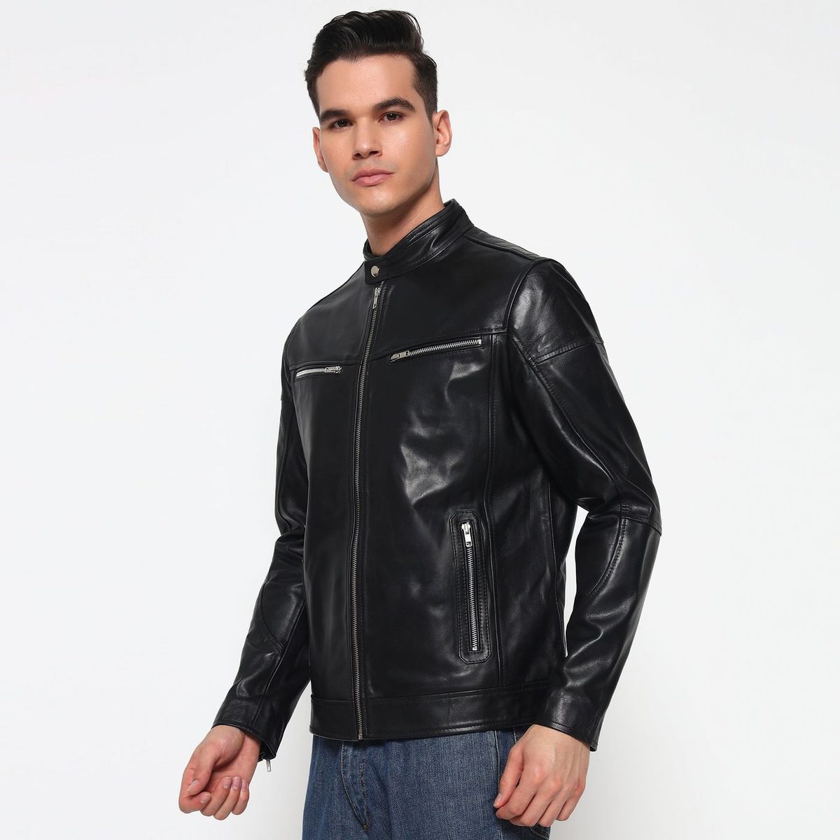 City Rider Black Leather Jacket thumbnail 4