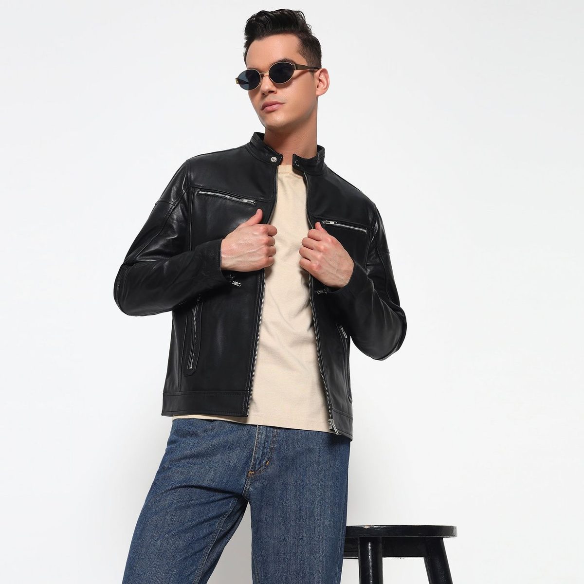 City Rider Black Leather Jacket thumbnail 6