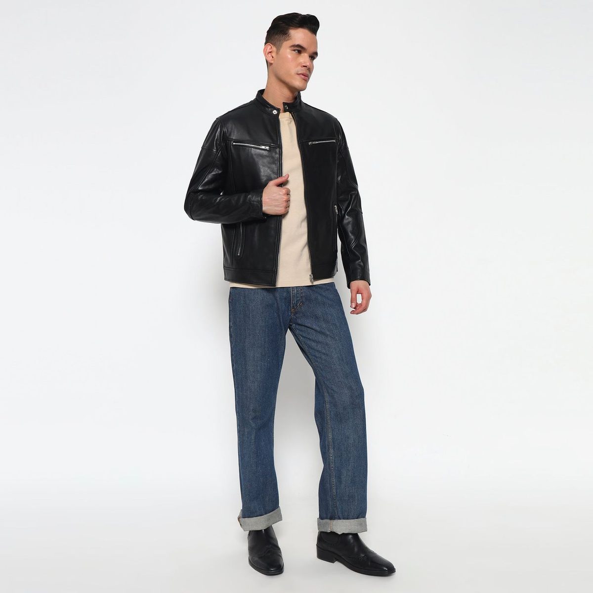 City Rider Black Leather Jacket thumbnail 7