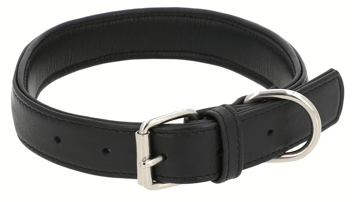 Classic Black Leather Dog Collar - Adjustable & Durable thumbnail 2