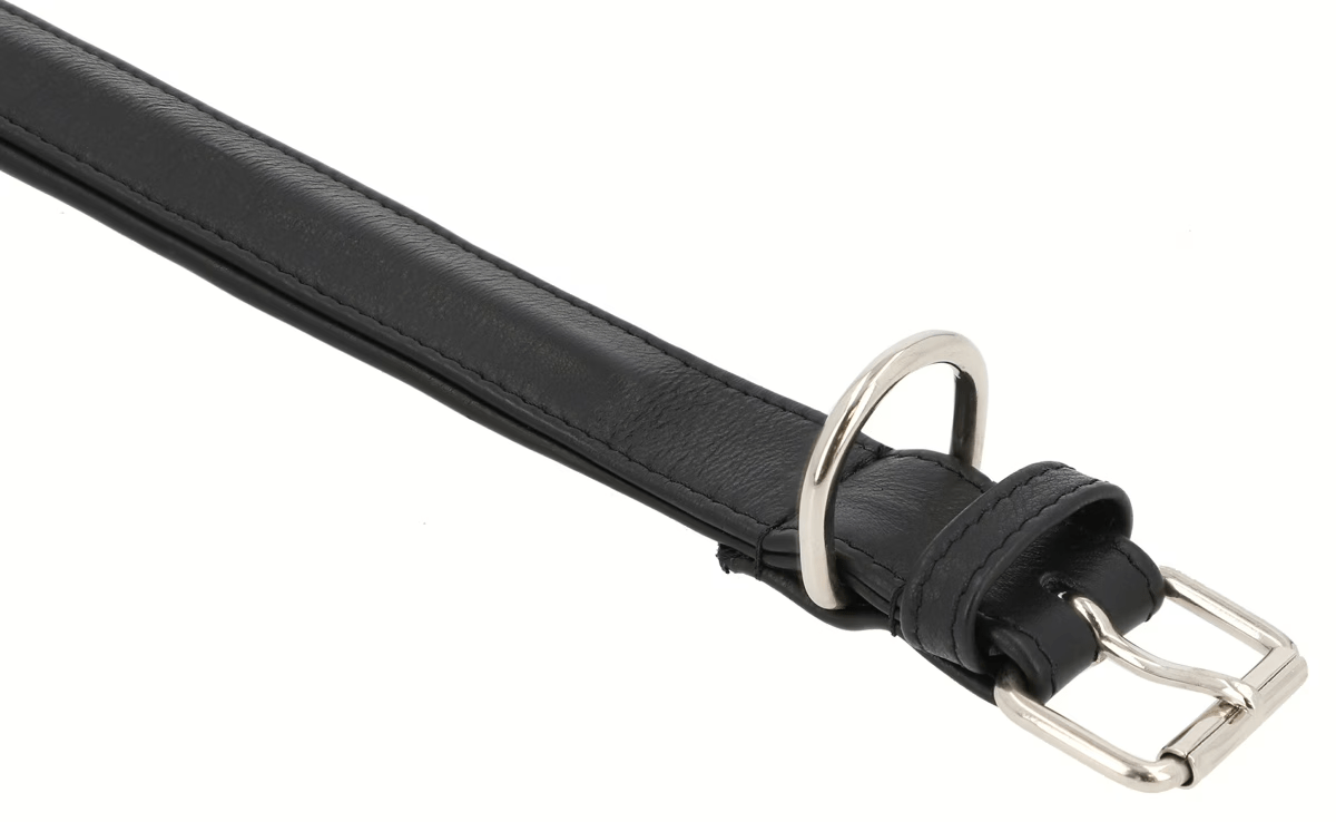 Classic Black Leather Dog Collar - Adjustable & Durable thumbnail 3