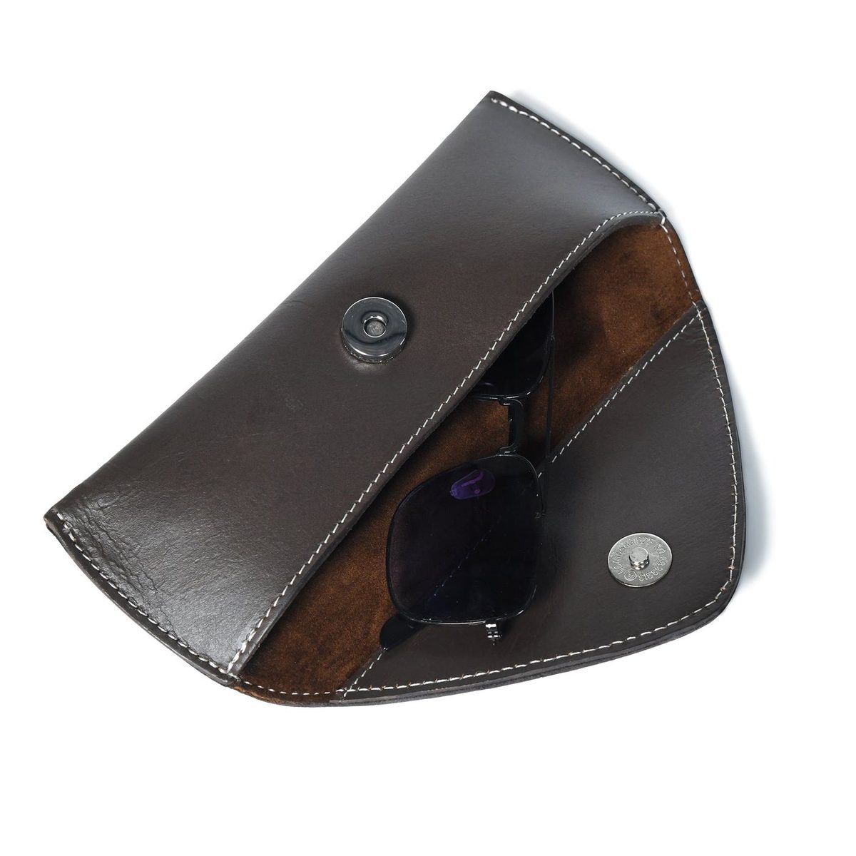 Classic Brown Leather Sunglass Case thumbnail 5